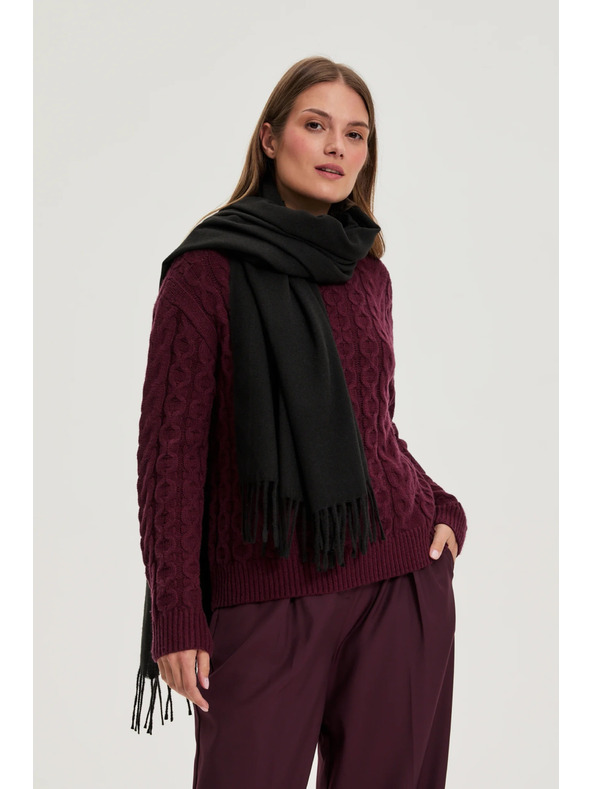 Moodo Šal s cofki črn Moodo