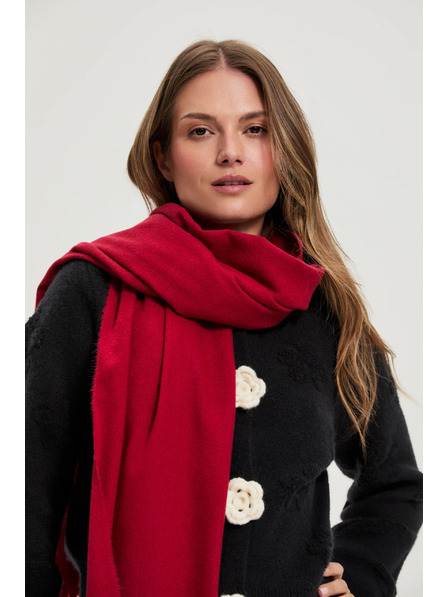 Moodo Šal s cofki rdeč Moodo