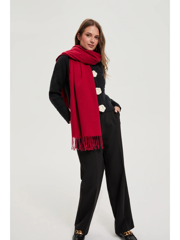 Moodo Šal s cofki rdeč Moodo