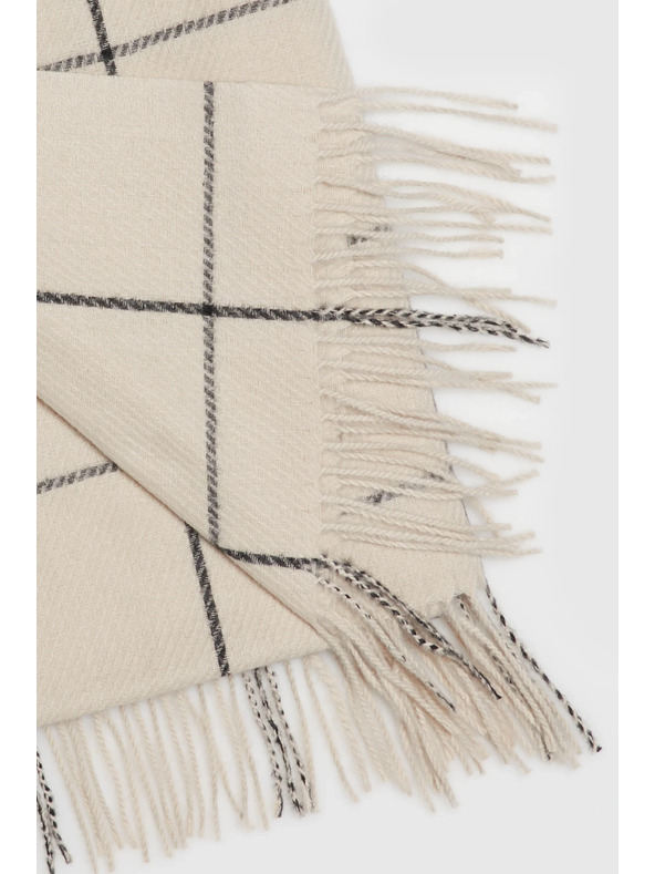 Moodo Šal v kockah s cofki bež Moodo