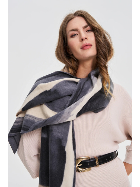 Moodo Vzorčast šal temno siv Moodo