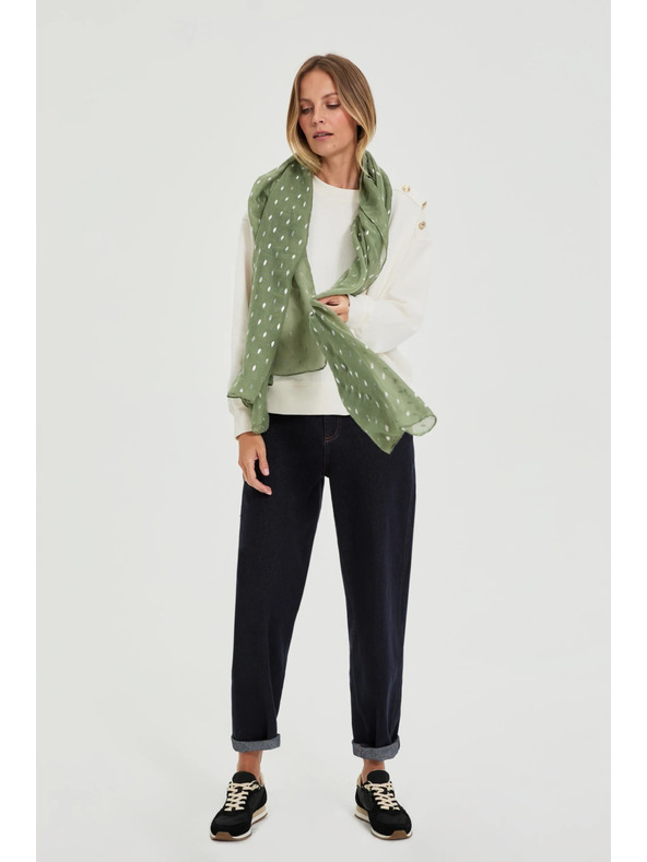 Moodo Šal s potiskom olivno zelen Moodo