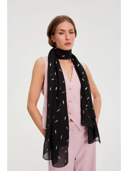 Moodo Šal z metalnim potiskom črn Moodo