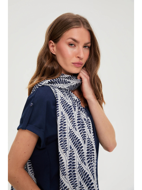Moodo Šal z rastlinskim vzorcem temno moder Moodo
