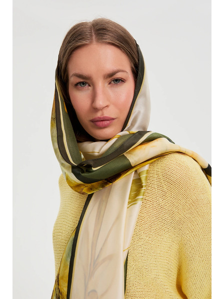 Moodo Šal s cvetličnim vzorcem kaki Moodo