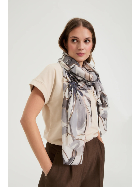 Moodo Šal s cvetovi siv Moodo