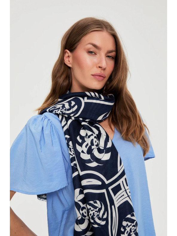 Moodo Šal s cvetličnim vzorcem temno moder Moodo