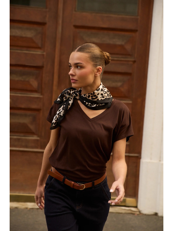 Moodo Šal z leoparjim vzorcem rjave barve Moodo