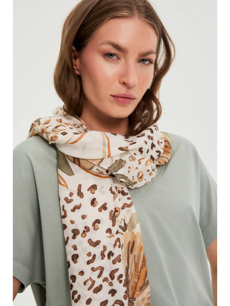 Moodo Vzorčast šal bež barve Moodo