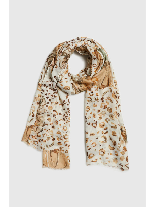 Moodo Vzorčast šal bež barve Moodo