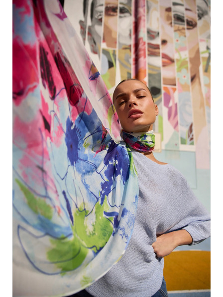 Moodo Vzorčast šal moder Moodo