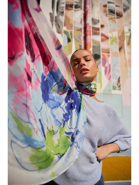 Moodo Vzorčast šal moder Moodo