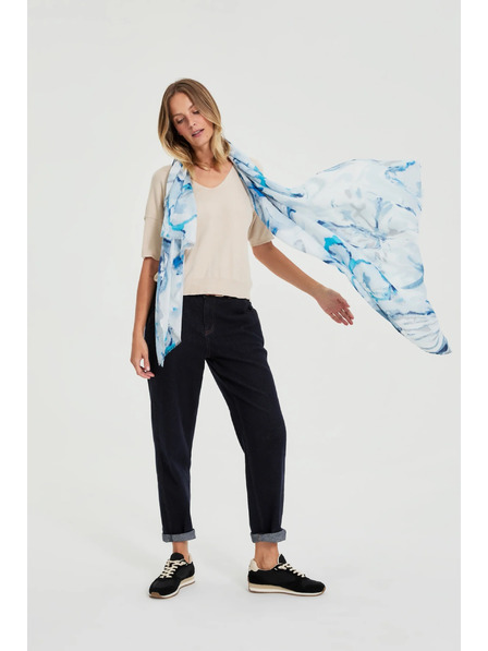 Moodo Vzorčast šal moder Moodo