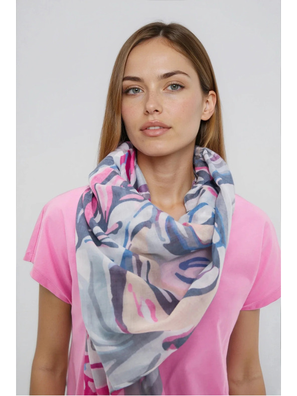 Moodo Vzorčast šal fuksijaste barve Moodo