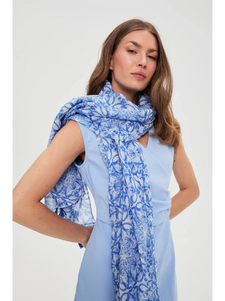 Moodo Šal s cofki svetlo modre barve Moodo