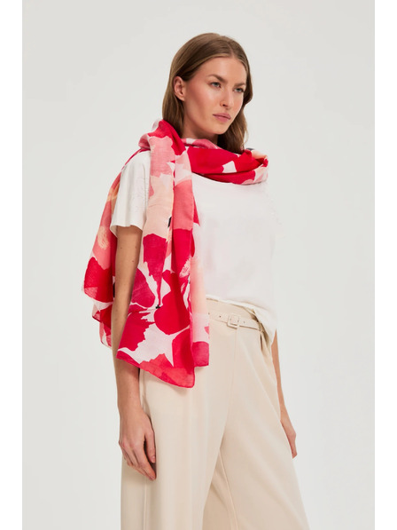 Moodo Rdeča šal s cvetličnim vzorcem Moodo