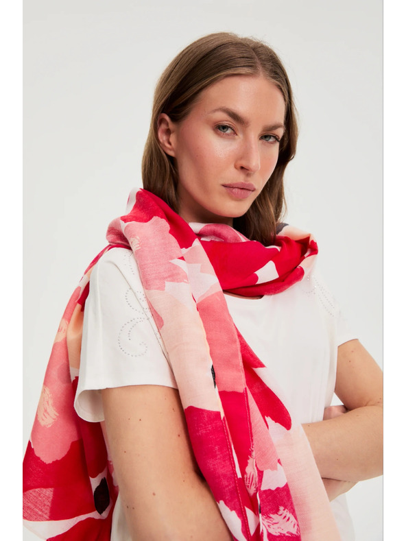 Moodo Rdeča šal s cvetličnim vzorcem Moodo