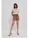 Moodo Karamelne jeans kratke hlače z visokim pasom Moodo