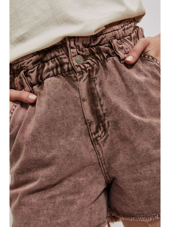 Moodo Karamelne jeans kratke hlače z visokim pasom Moodo