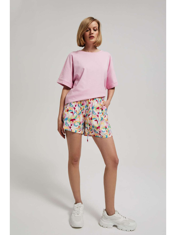 Moodo Vijolične kratke hlače s potiskom Moodo