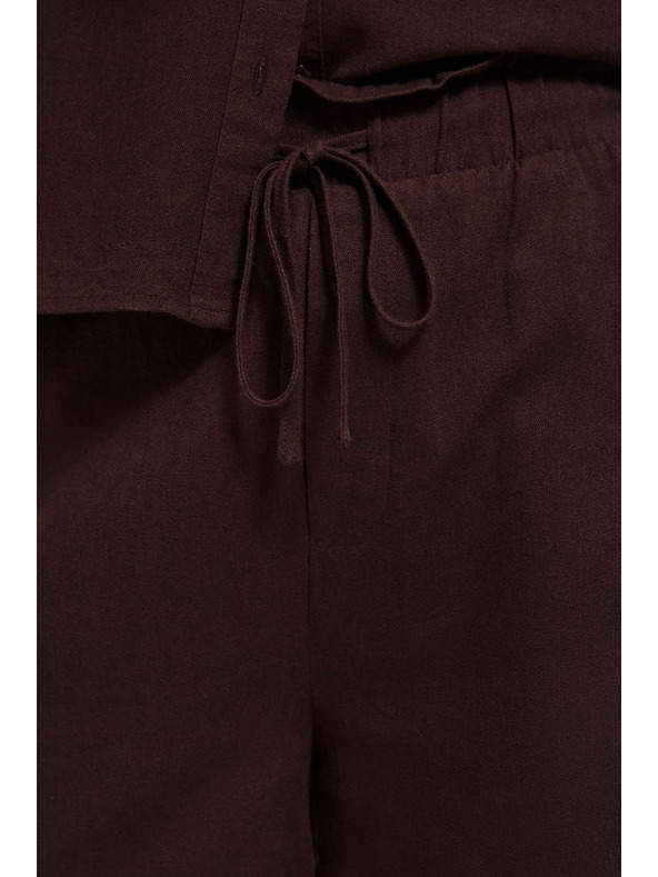 Moodo Gladke kratke hlače z vezavo temno rjave Moodo