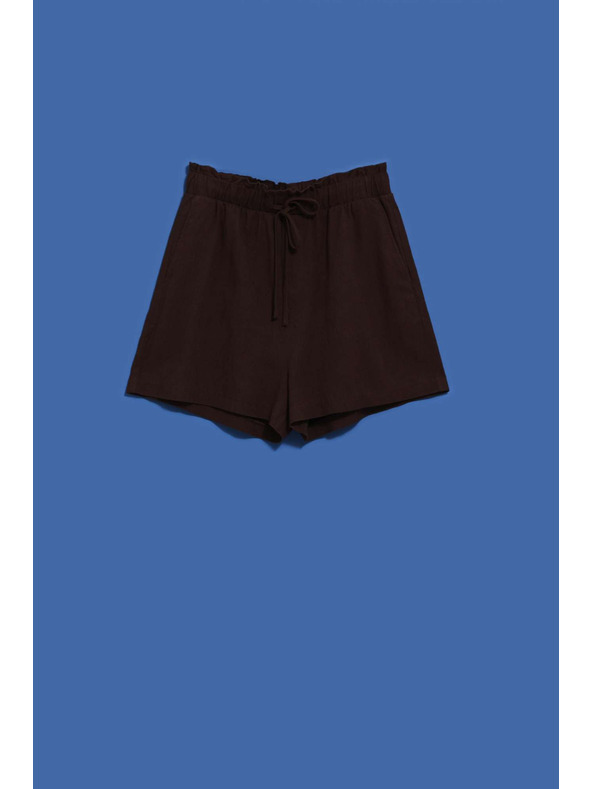 Moodo Gladke kratke hlače z vezavo temno rjave Moodo