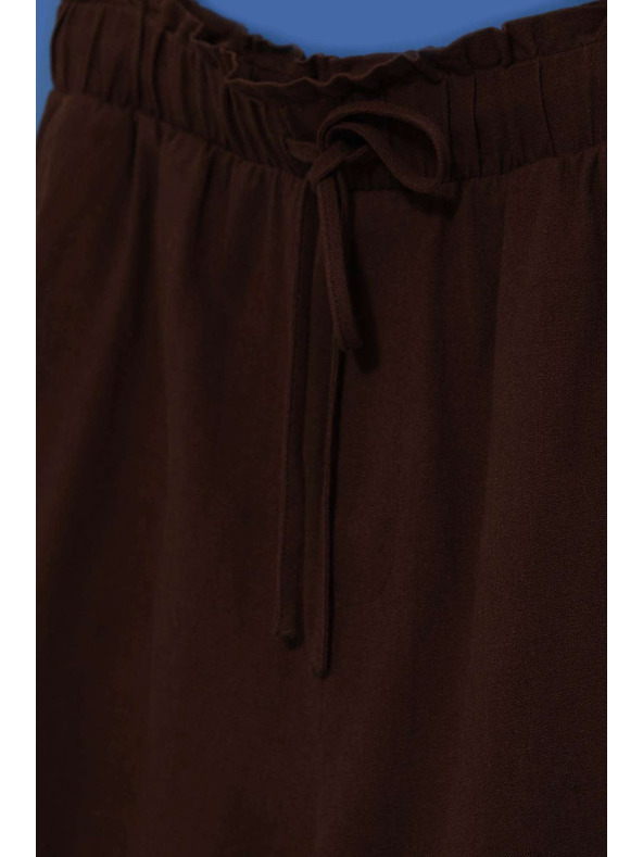 Moodo Gladke kratke hlače z vezavo temno rjave Moodo