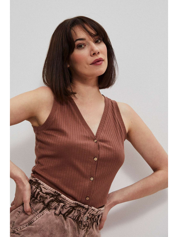 Moodo Rebrast top čokoladne barve Moodo