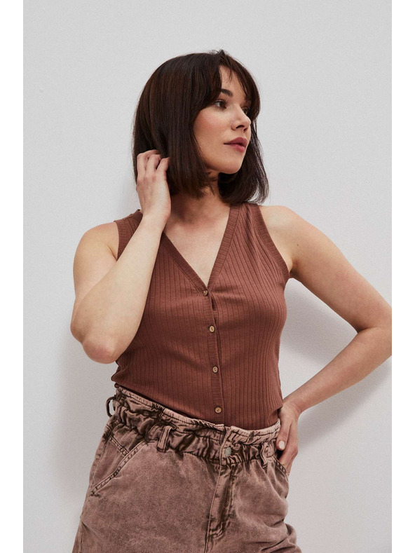 Moodo Rebrast top čokoladne barve Moodo