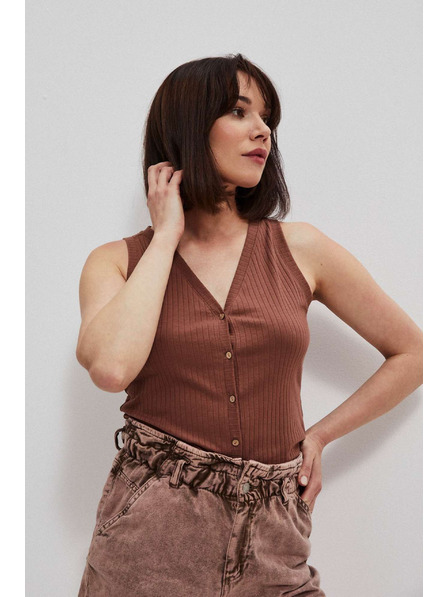 Moodo Rebrast top čokoladne barve Moodo