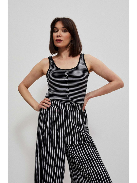 Moodo Črno-bel črtast top z gumbi Moodo