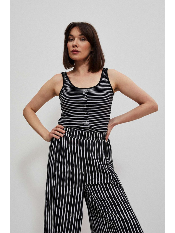 Moodo Črno-bel črtast top z gumbi Moodo