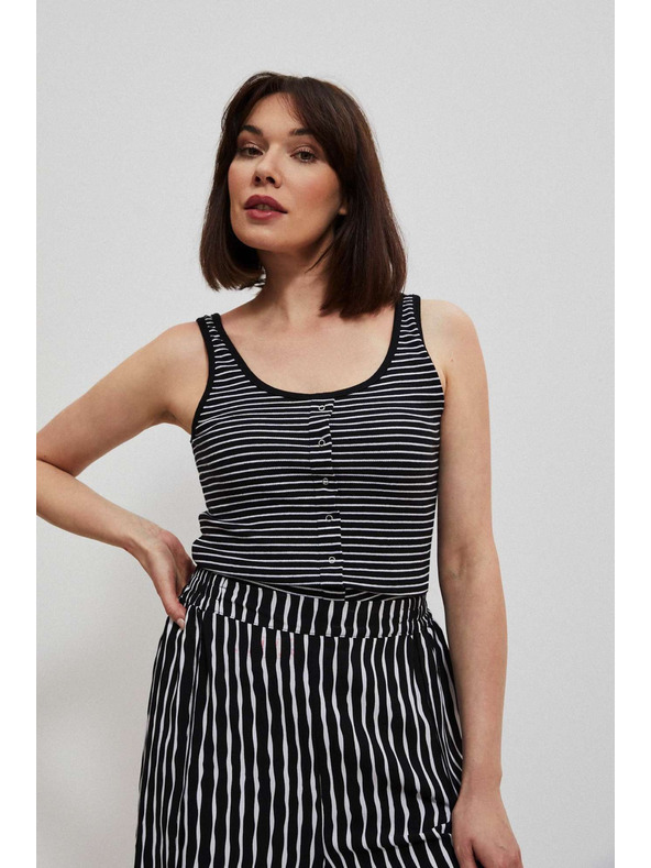 Moodo Črno-bel črtast top z gumbi Moodo