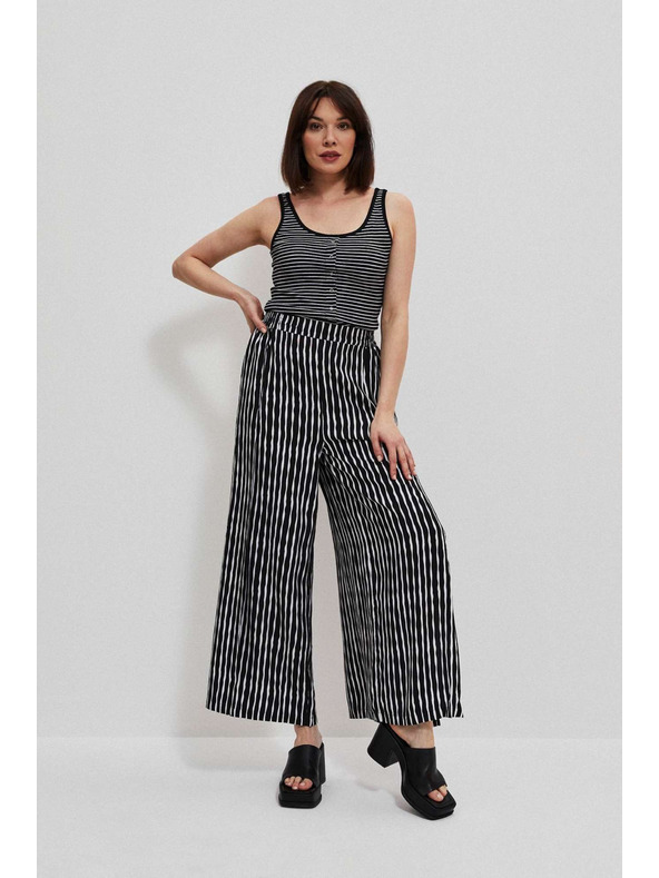 Moodo Črno-bel črtast top z gumbi Moodo