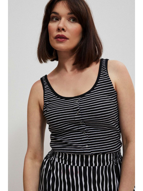 Moodo Črno-bel črtast top z gumbi Moodo