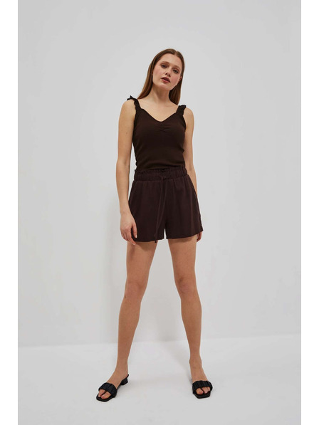 Moodo Temno rjav top z okrasnimi naramnicami Moodo