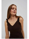 Moodo Temno rjav top z okrasnimi naramnicami Moodo