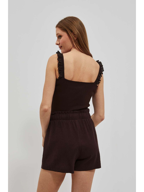 Moodo Temno rjav top z okrasnimi naramnicami Moodo