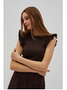 Moodo Temno rjava bluza z volani na ramenih Moodo