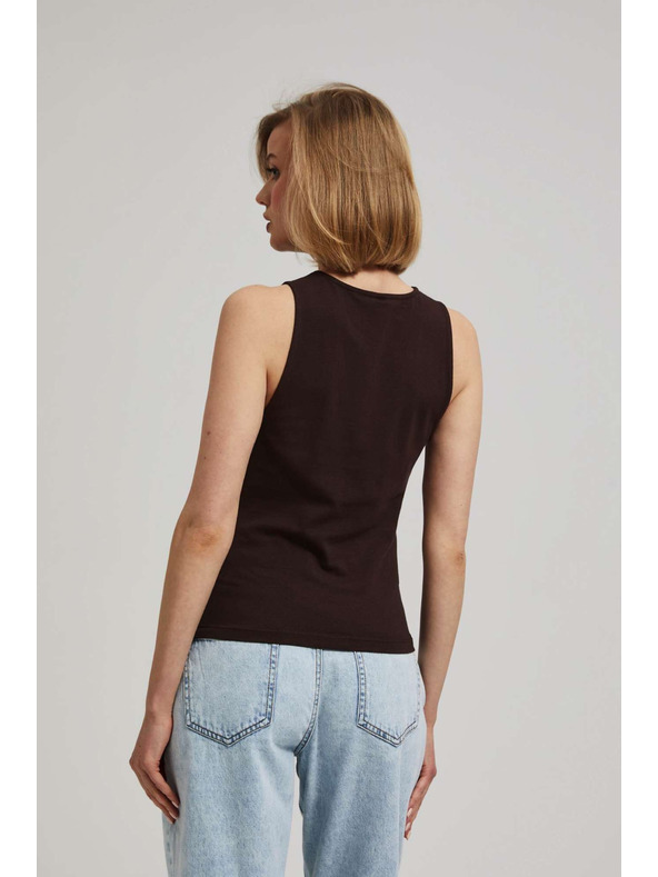 Moodo Temno rjav top z nagubkanimi boki Moodo