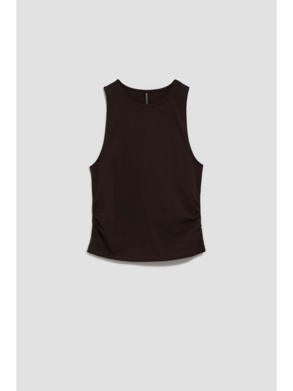 Moodo Temno rjav top z nagubkanimi boki Moodo