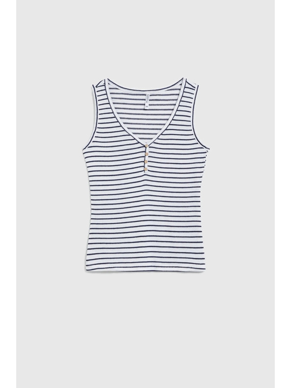 Moodo Bel prugast top z gumbi Moodo