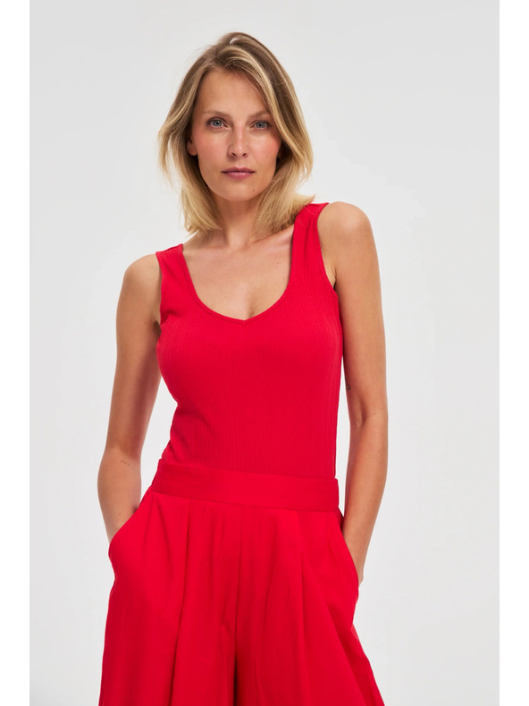 Moodo Rdeč rebrast top Moodo