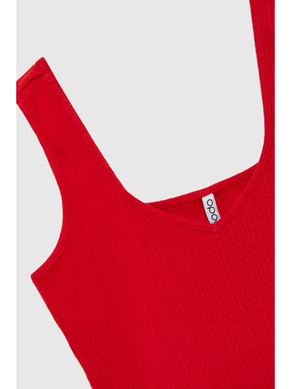 Moodo Rdeč rebrast top Moodo