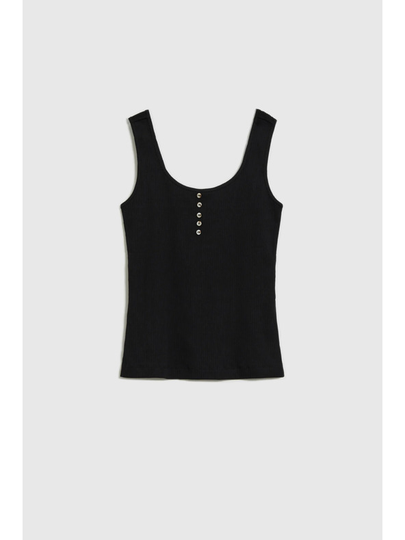 Moodo Črn rebrast top z gumbi Moodo