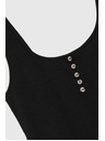 Moodo Črn rebrast top z gumbi Moodo