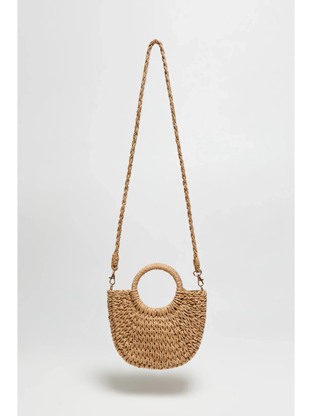 Moodo Pletena torba z okroglo ročico bež Moodo
