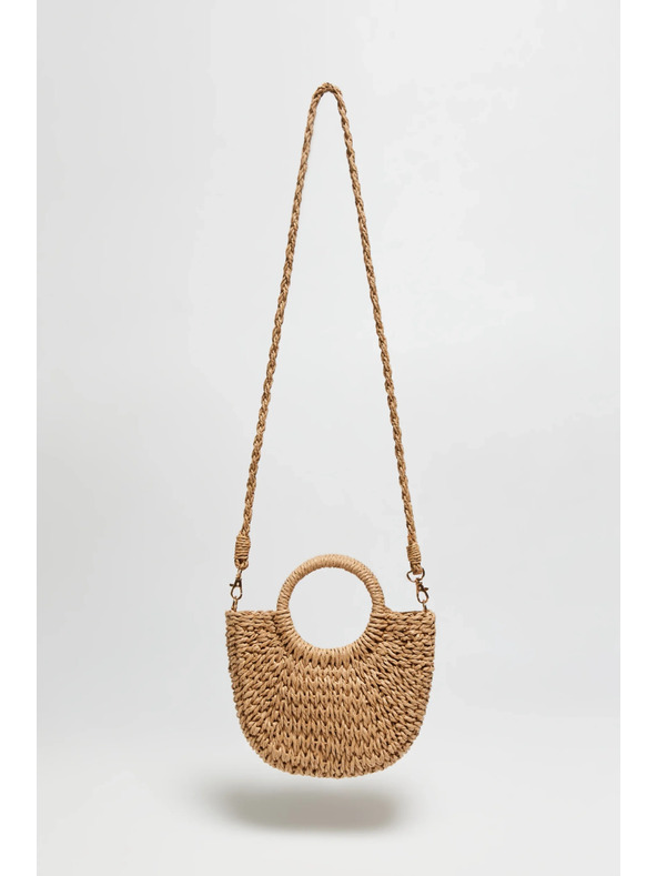 Moodo Pletena torba z okroglo ročico bež Moodo