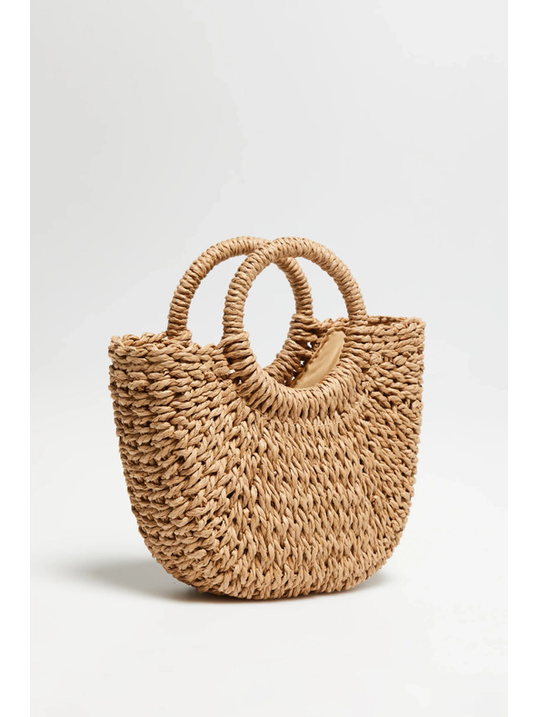 Moodo Pletena torba z okroglo ročico bež Moodo