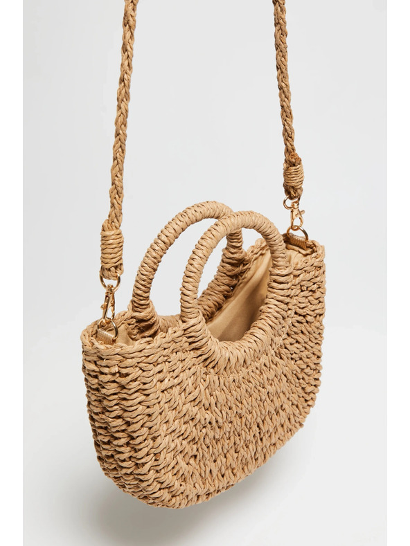 Moodo Pletena torba z okroglo ročico bež Moodo